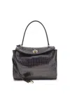 Balenciaga Rodeo Shoulder Bag In Crocodile-print Leather
