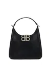Balenciaga Bb Soft Lambskin Leather Hobo Bag In Black