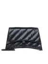 Balenciaga Woman Black Leather Medium Crush Shoulder Bag In Black