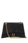 Balenciaga 'crus Medium' Black Shoulder Bag With B Logo Hardware In Crushed Leather Woman In Black