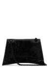 Balenciaga Woman Black Leather Medium Crush Shoulder Bag In Black