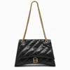 Balenciaga Crush Bag With Medium Quilted Chain For Women In Black In Black