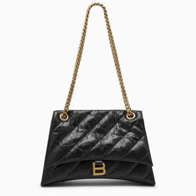 Balenciaga Crush Bag With Medium Quilted Chain For Women In Black