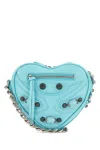 Balenciaga Light Blue Leather Le Cagole Heart Mini Crossbody Bag In Blue