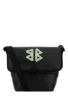 Balenciaga Black Leather Explorer Crossbody Bag In Washedblack