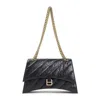 Balenciaga Hourglass S Quilted Shoulder Bag In Black