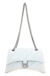 Balenciaga Quilted Fabric Shoulder Bag With Sliding Chain In Navy