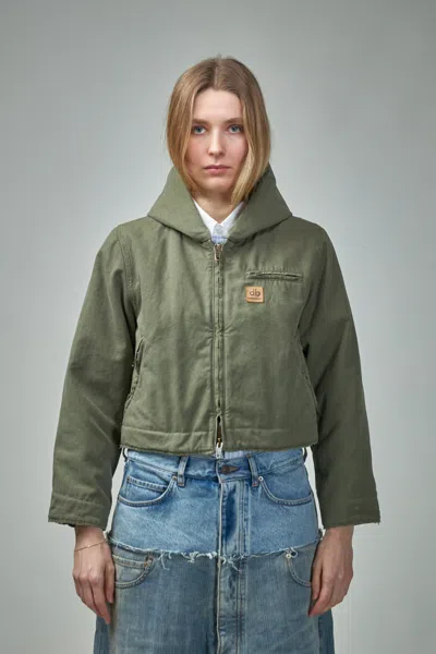 Balenciaga Shrunk Hooded Workwear Parka In Green