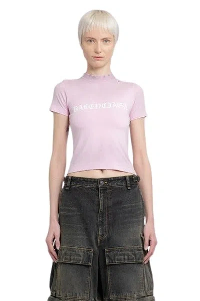 Balenciaga Shrunk Logo T-shirt In Pink