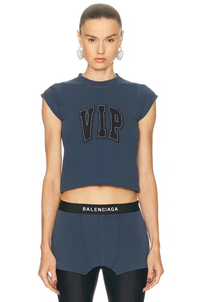Balenciaga Stretch Cotton T-shirt Cap Sleeves In Blue