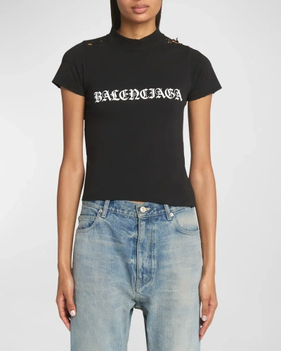 Balenciaga Cotton Shrunk T-shirt In Black,white