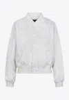 Balenciaga Shrunken Varsity Jacket Ribbed Cuffs In White