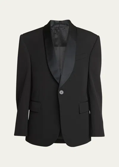 Balenciaga Shrunk Wool Tuxedo Jacket In Black