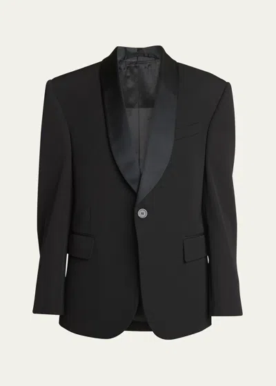 Balenciaga Shrunk Wool Tuxedo Jacket In Noir