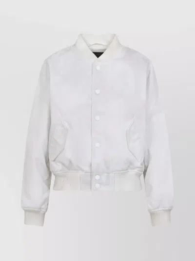 Balenciaga Shrunken Varsity Jacket Ribbed Cuffs In White