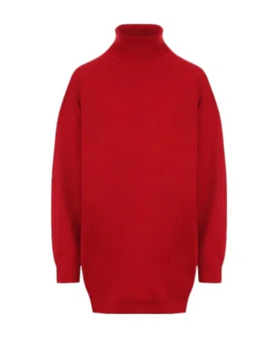 Balenciaga Side Fork Detail Cashmere Pullover In Red