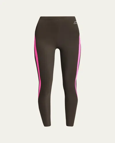 Balenciaga Side Stripe Crop Leggings In Brown