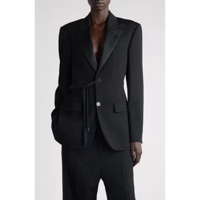 Balenciaga Side Tie Wool Tuxedo Jacket In Black