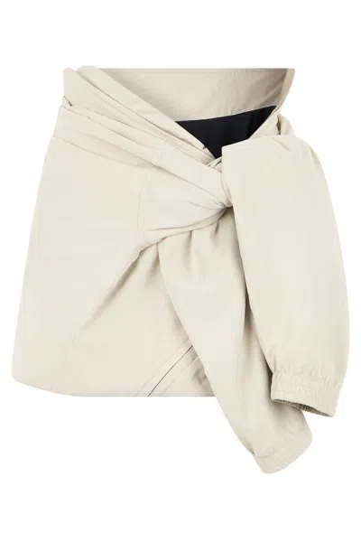 Balenciaga Side-knot Technical Polyester Short Skirt In Neutral