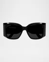Balenciaga Signature 58mm Acetate Butterfly Sunglasses In Black