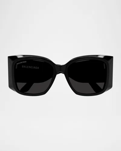 Balenciaga Signature 58mm Acetate Butterfly Sunglasses In Black