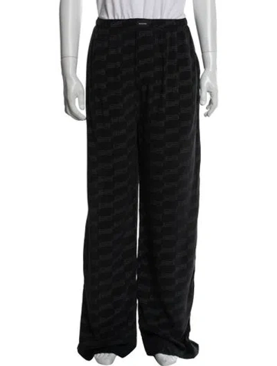 Pre-owned Balenciaga Signature Logo Bb Logo Lounge Bottoms In Black