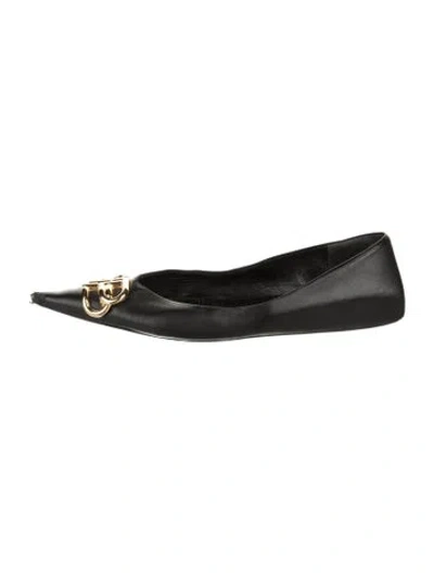 Pre-owned Balenciaga Signature Logo Leather Flats In Black
