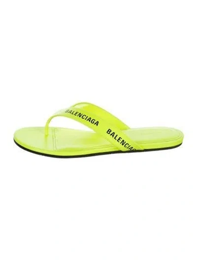 Pre-owned Balenciaga Signature Logo Leather Flip Flops In Multi