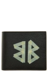 Balenciaga Cash Black Wallet In Grained Leather In Black/light Paper