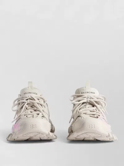 Balenciaga Signature Track Sneakers Mesh Panels Pull Tab In Neutral