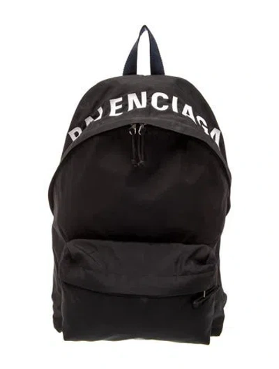 Pre-owned Balenciaga Signature Wheel Backpack In Black