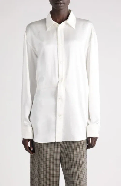 Balenciaga Silk Blend Wrap Shirt In White