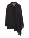 Balenciaga Black Georgette Scarf Blouse In Black
