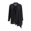 Balenciaga Black Georgette Scarf Blouse In Black