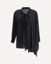 Balenciaga Black Georgette Scarf Blouse In Black