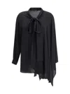 Balenciaga Black Georgette Scarf Blouse In Black