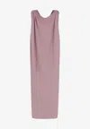 Balenciaga Gathered-shoulder High-neck Midi Sack Dress In Pink