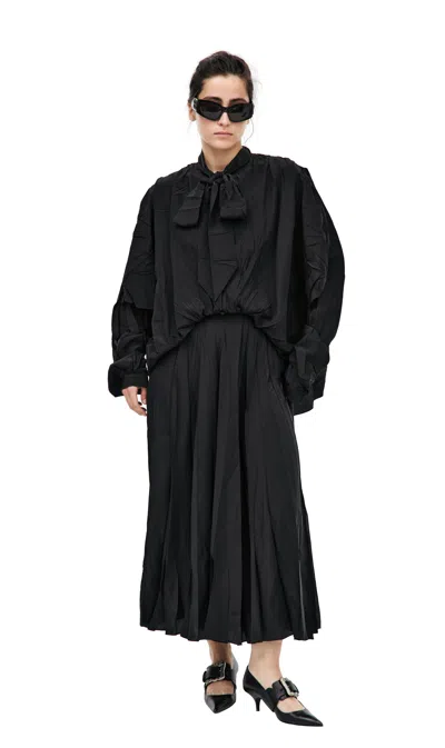 Balenciaga Silk Dress With Bow In Black