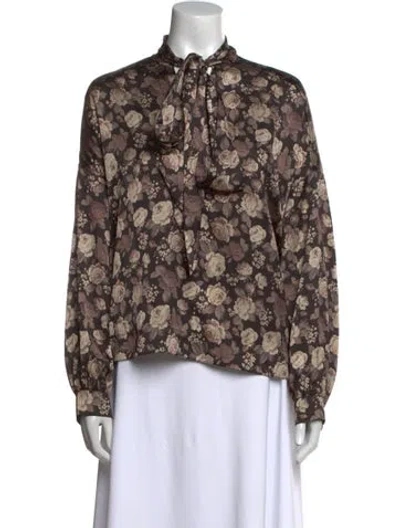Pre-owned Balenciaga Silk Floral Print Blouse In Black