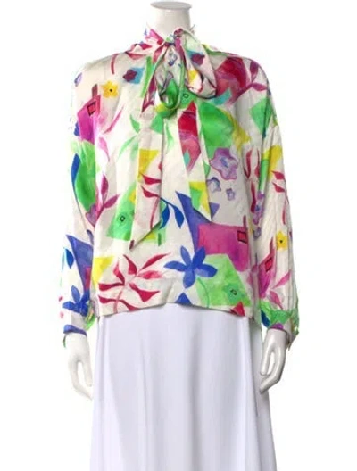 Pre-owned Balenciaga Silk Floral Print Blouse In Multi