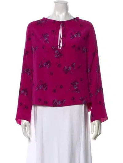 Pre-owned Balenciaga Silk Floral Print Blouse In Purple