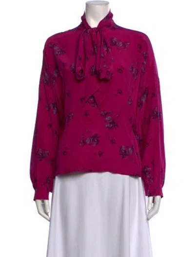 Pre-owned Balenciaga Silk Floral Print Blouse In Purple