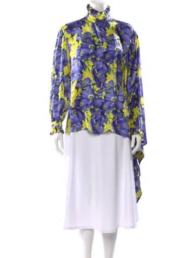 Pre-owned Balenciaga Silk Floral Print Blouse W/ Tags In Multi