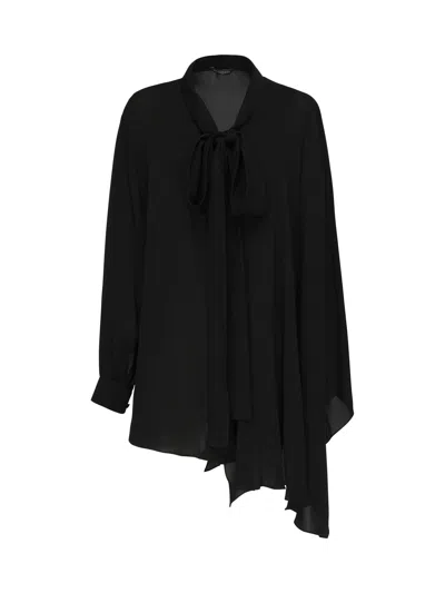 Balenciaga Asymmetric Silk Scarf Blouse In Animal Print