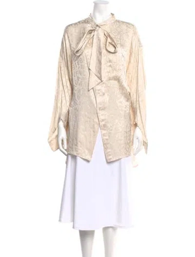 Pre-owned Balenciaga Silk Graphic Print Blouse In Neutral
