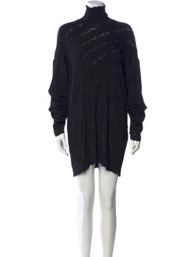 Pre-owned Balenciaga Silk Graphic Print Sweater In Black