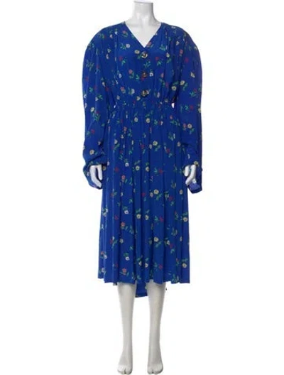Pre-owned Balenciaga Silk Long Dress In Blue