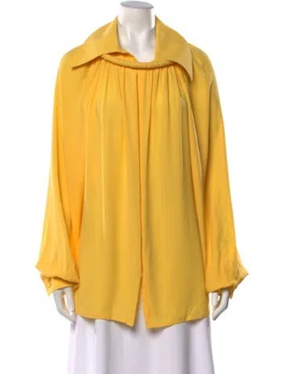 Pre-owned Balenciaga Silk Long Sleeve Blouse W/ Tags In Yellow