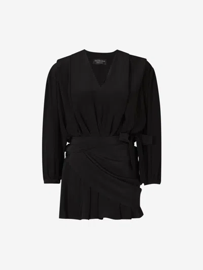 Balenciaga Silk Mini Dress In Black