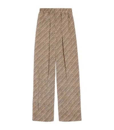 Balenciaga Silk Monogram Trousers In Brown